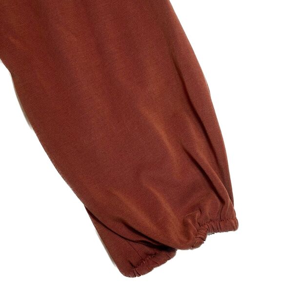 Green Envelope | Rust Orange Tie-Front Button Down Blouse | Small - Picture 4 of 6